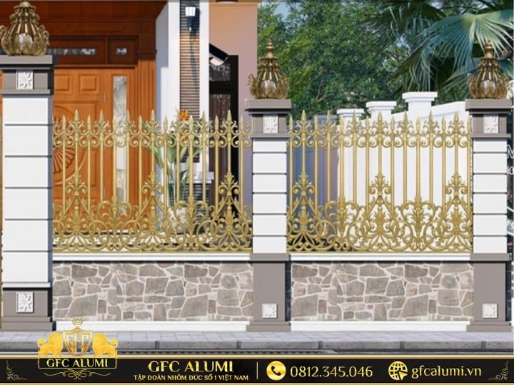 Mẫu hàng rào nhôm đúc chông gai thiết kế thẩm mỹ cao