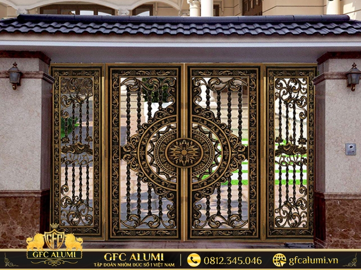 Mẫu cổng nhôm đúc giá rẻ TPHCM 12