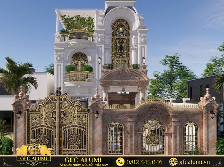 Cổng nhôm đúc hưng yên mẫu 8