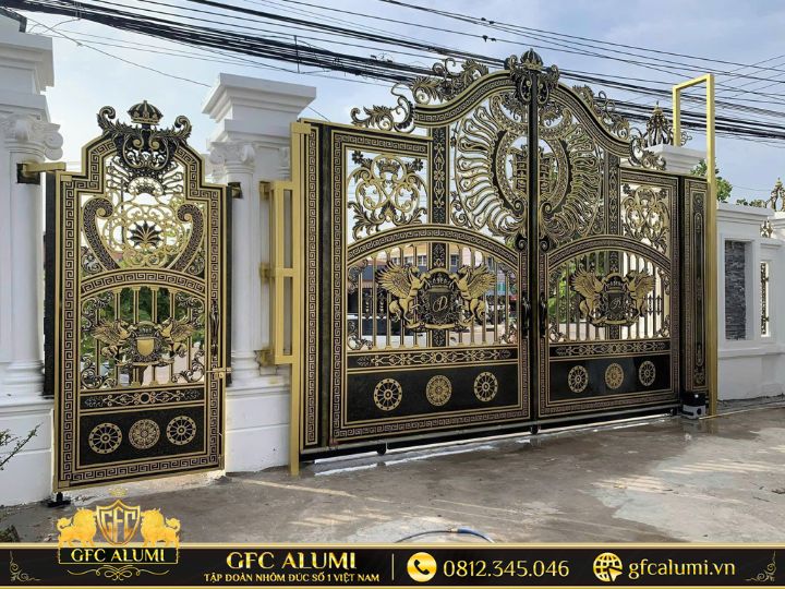 Cổng nhôm đúc hưng yên mẫu 18