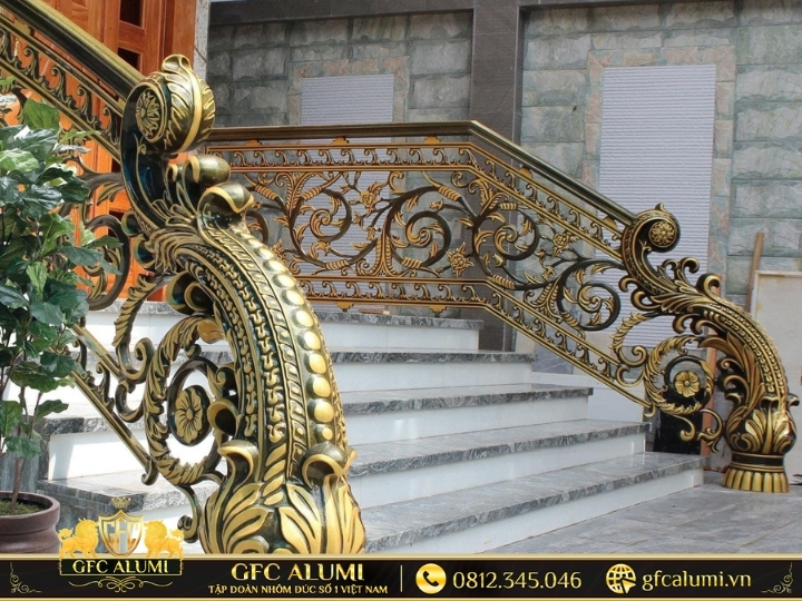 Tay vịn cầu thang nhôm đúc thương hiệu uy tín GFC ALUMI