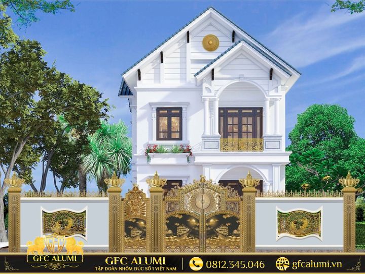 Kích thước hàng rào nhôm đúc cho nhà ở 2 tầng