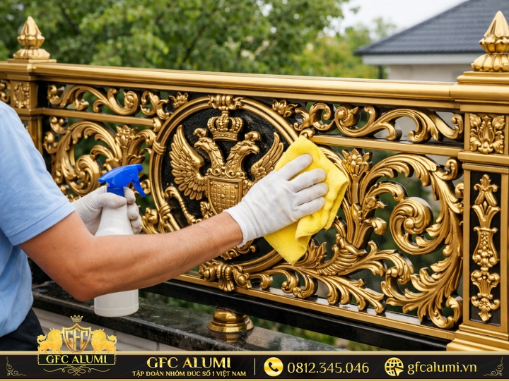 Một số lưu ý khi vệ sinh cầu thang nhôm đúc